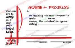 213 Award For Progress Certificate