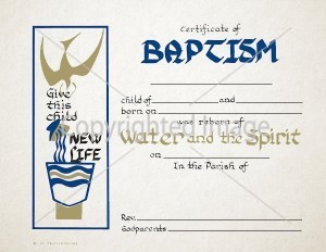 Baptism Certificate - Water and the Spirit