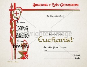 Holy Communion Eucharist Certificate - 104