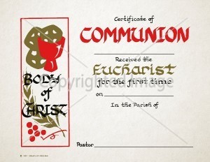 Holy Communion Eucharist Certificate - 108