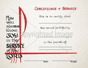 Religious Certificate of Service