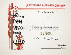 Personalized Spanish Communion Church Certificates