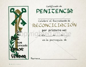 Personalized Spanish Penance Church Certificates