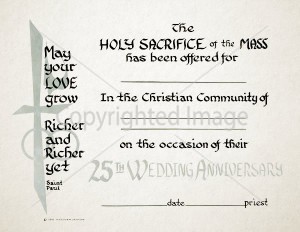 25th Anniversary Wedding Religious Certificate
