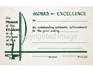 Award For Excellence School Certificate