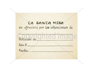 Pan de Vida Spanish Mass Card for the Living - inside
