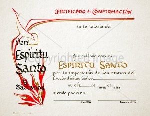 Personalized Spanish Confirmation Certificate